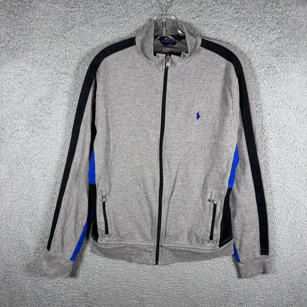 Polo Ralph Lauren‎ Kids XL 18-20 Gray Blue Full Zip Track Jacket Pony Logo